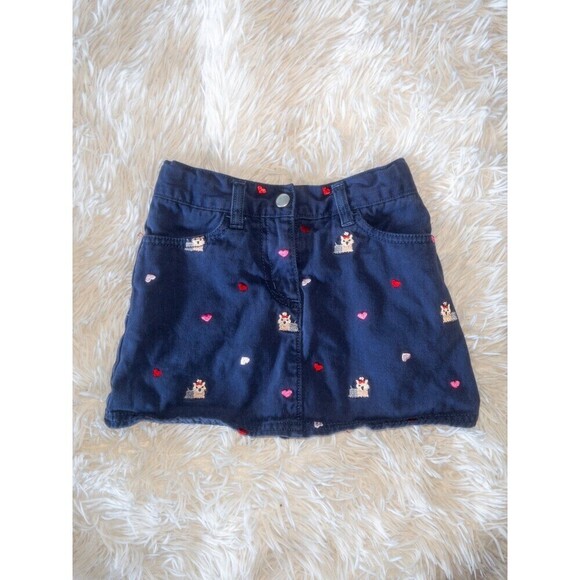 Gymboree Girls Yorkie Hearts Navy Blue Mini Skirt size 3 - Picture 1 of 6